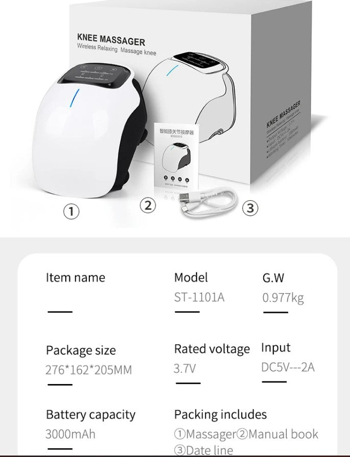 PeakHaven Knee Massager with Heat and Kneading for Pain Relief Rechargeable LED Display