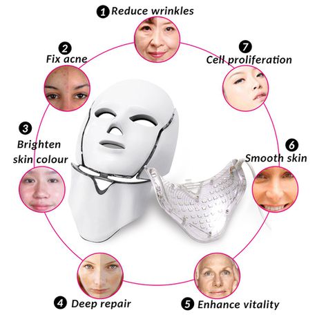 PeakHaven 7 Color Electric Therapy LED Face Neck Mask For Healthy Skin Rejuvenation