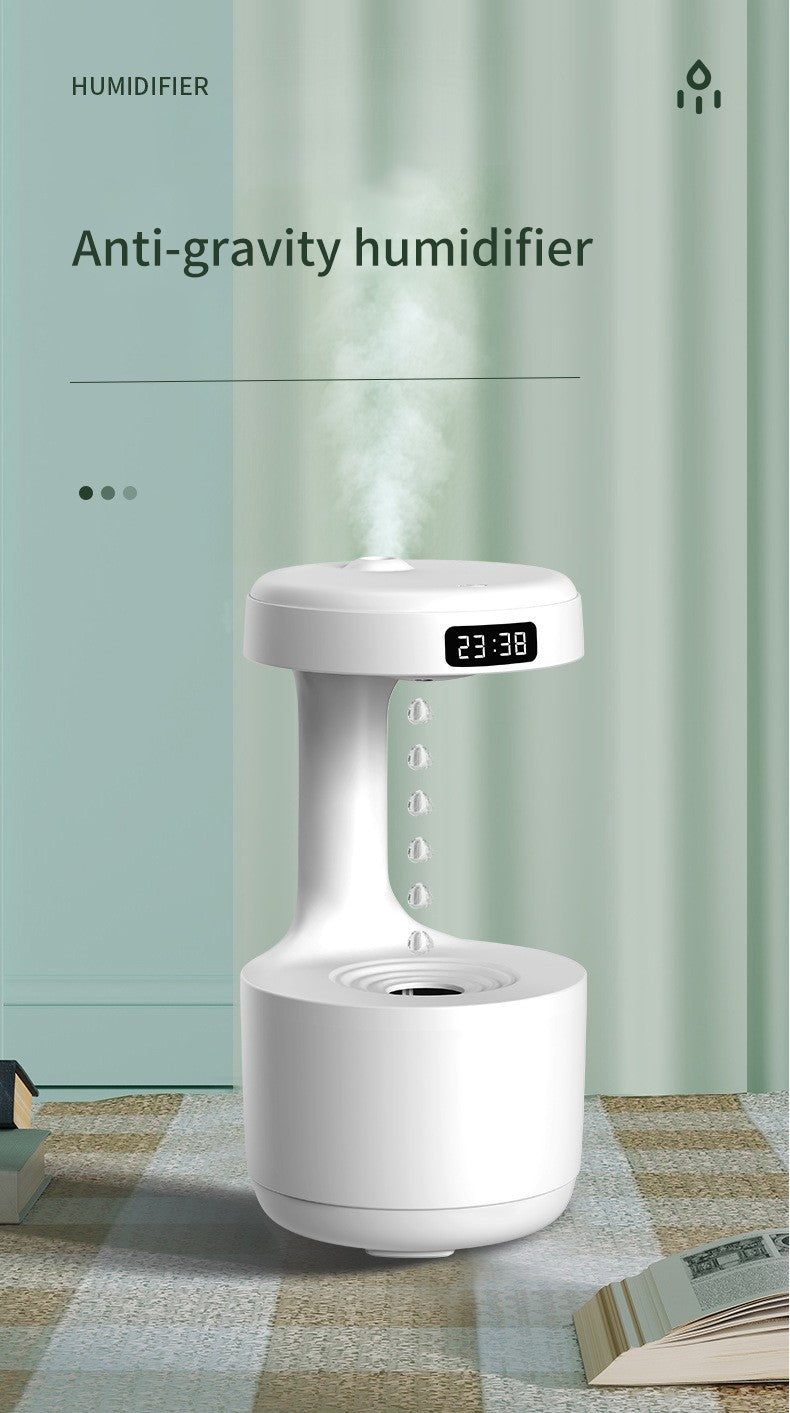 PeakHaven Water Drop Backflow Anti gravity Humidifier LED Time Display