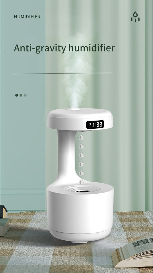 PeakHaven Water Drop Backflow Anti gravity Humidifier LED Time Display