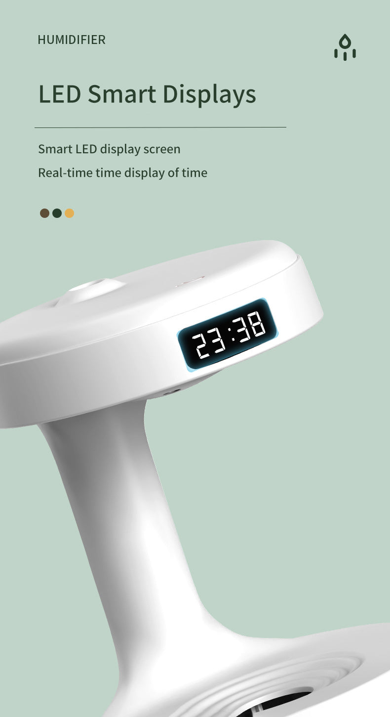 PeakHaven Water Drop Backflow Anti gravity Humidifier LED Time Display