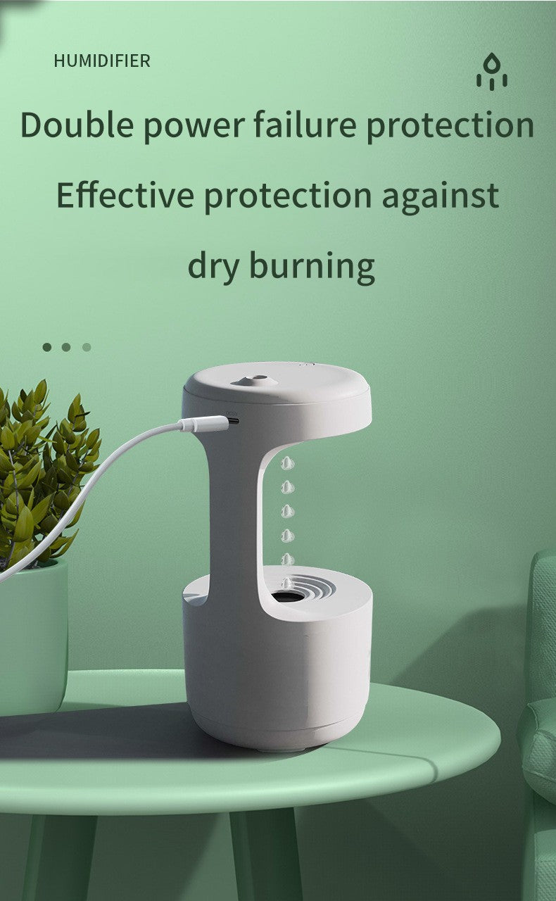 PeakHaven Water Drop Backflow Anti gravity Humidifier LED Time Display