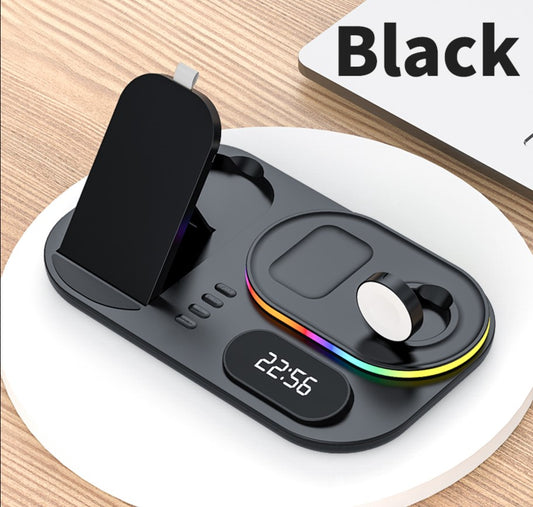 PeakHaven 3in1 30W Wireless Charger with Clock, Fast Charging RGB Atmosphere Light - Black